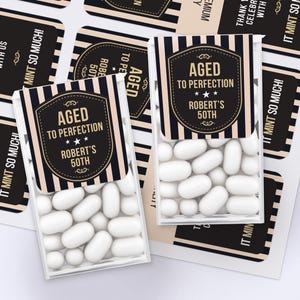 Personalized Tic Tac Labels: Aged to Perfection Birthday Party Favors