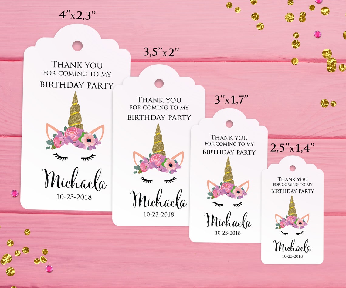 Unicorn Favor Tags Thank You For Coming To My Birthday Tags | Etsy