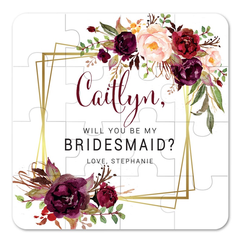 Will You Be My Bridesmaid Proposal Bridesmaid Puzzle Be My Bridesmaid Will You Be My Maid of Honor Proposal Personalized Puzzle Burgundy image 2