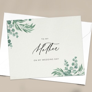 Tarjeta para mi madre en el día de mi boda, tarjeta para el día de la boda para mamá, tarjeta de agradecimiento para mamá, tarjetas de notas de boda, para mi mamá, de la novia, fiesta de bodas