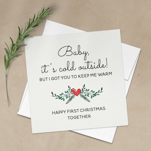 Baby fa freddo fuori biglietto di Natale, primo biglietto di Natale, biglietto di anniversario di un anno per lui, fidanzato, marito, anniversario di Natale