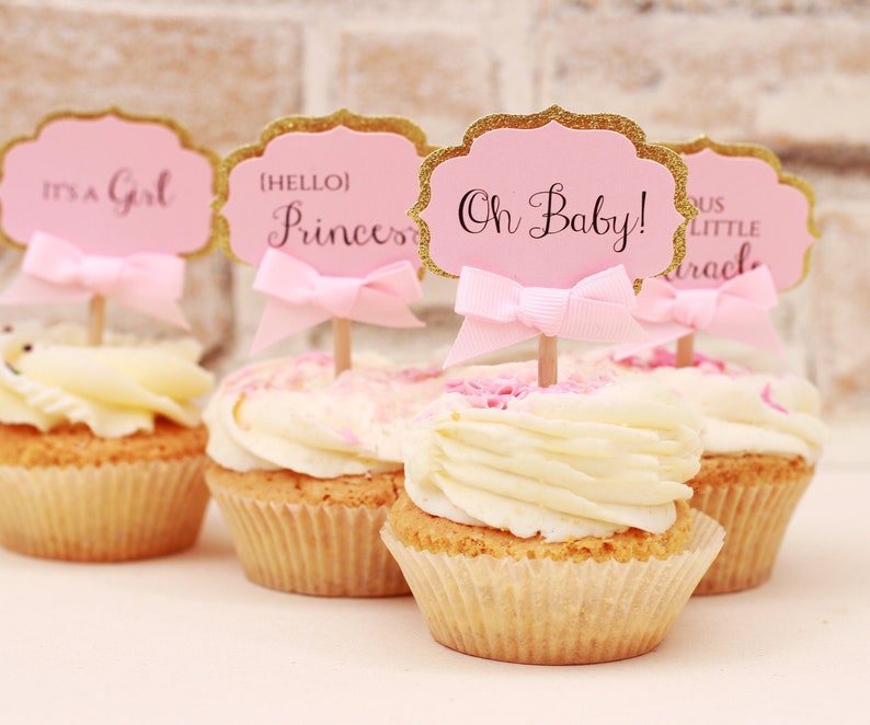 Baby Shower Cupcake Toppers It S A Girl Toppers Pink And Etsy Baby Shower Cupcake Toppers It S A Girl Toppers Pink And Etsy