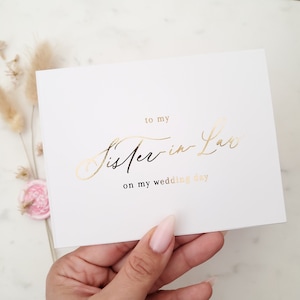 An meine Schwägerin auf meiner Hochzeitstagkarte, Schwägerin Hochzeitskarte, Hochzeitstagkarten, Karte für Schwägerin, Hochzeitsnotizen, von der Braut
