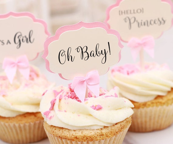 Baby Shower Cupcake Toppers Baby Girl Shower Decoration Etsy