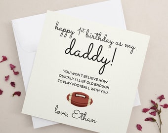 Personalized Happy First Birthday As Dad Card, First Birthday As Daddy Football Card, Birthday Card From Baby,  1st Birthday As My Daddy