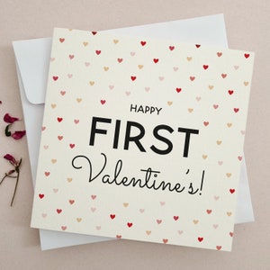 Primo biglietto d'auguri di San Valentino, biglietto di anniversario di buon San Valentino, a mio marito, fidanzato, moglie, fidanzata per il nostro primo San Valentino