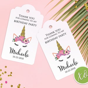 Unicorn Favor Tags Thank You for Coming to My Birthday Tags - Etsy