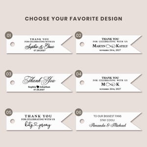 Custom Wedding Favor Tags Personalized Thank You Gift Tags for Candles, Bottles, Birthday Favor Tags, Small, Large, Gold Rose Gold, Silver image 2