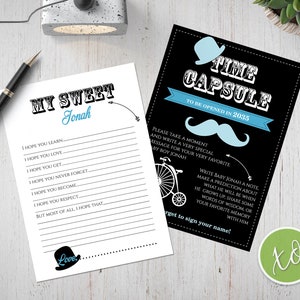 Custom Little Man Time Capsule Sign and Card Mustache Boy First Birthday Baby es Time Capsule Boy 1st Birthday Time Capsule Card