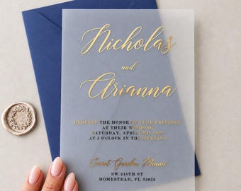 Custom Wedding Invitations, Gold Foil Wedding Invites with Envelopes, Personalized Luxury Wedding Invitation, Rose Gold, Silver, Envelope
