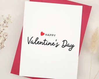 Happy Valentine's Day Card, Simple Valentines Card with Print Inside Message for Her, Him, Wife, Boyfriend, Girlfriend, Valentines Gifts