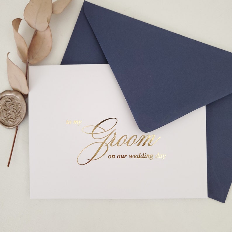 Gold Foiled To my Groom on our Wedding Day Card Silver Rose Gold Fold Card for Groom Wedding Party Gift Card To my Husband Note Card image 2