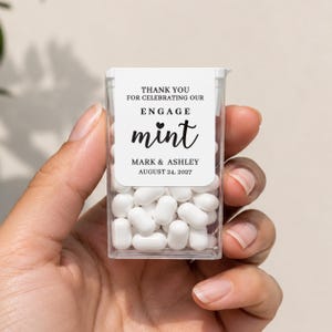 Personliga förlovnings-MINT-klistermärken för Tic Tac Anpassade Engage-mint-festfavoritetiketter Bröllop Möhippa Guld Roséguld Silver Bulk