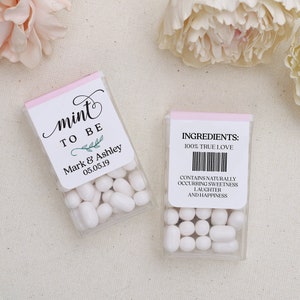 Mint To Be Wedding Favor Stickers Tic Tac Wedding Labels Personalized Favors Bridal Party Decor Custom Pink and Mint Wedding Favors