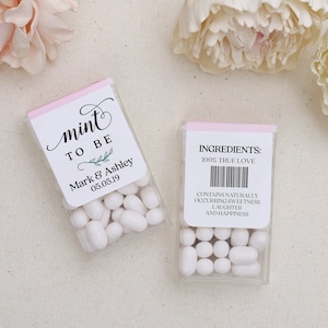 Mint To Be Wedding Favor Stickers Tic Tac Wedding Labels Personalized Favors Bridal Party Decor Custom Pink and Mint Wedding Favors