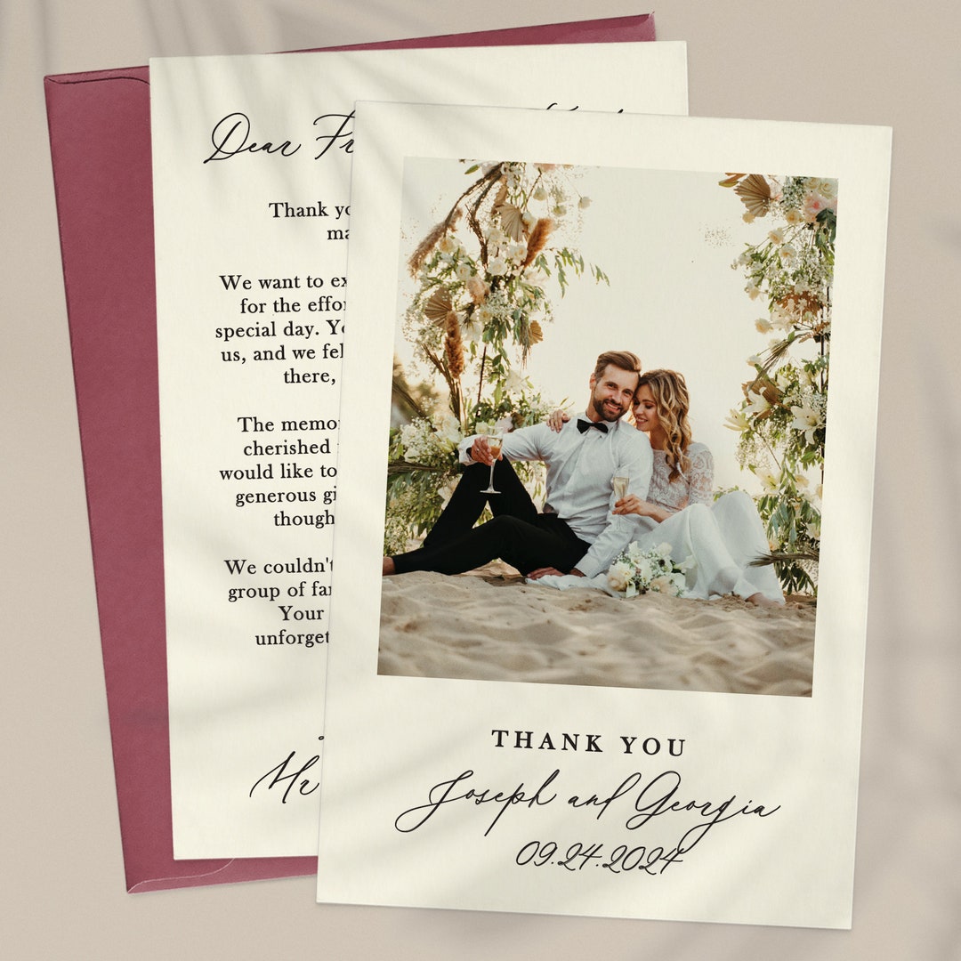 Personalized Wedding Thank You Cards Photo & Calligraphy (4x6) - Etsy