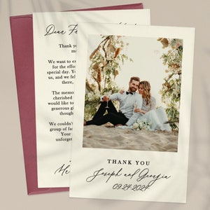 Cartes de remerciement de mariage, 4 x 6 cartes, Cartes de remerciement de mariage simples, Calligraphies, Cartes de remerciement de mariage personnalisées avec photo