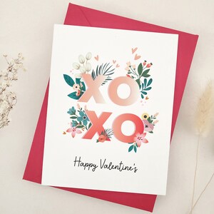 Cartão de Dia dos Namorados XOXO, Abraços e Beijos Cartão de Dia dos Namorados para Namorada, Esposa, Namorado, Marido Cartão de Dia dos Namorados, Impressão Personalizada Dentro do Cartão
