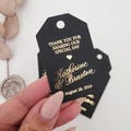 Black and Gold Tags for Wedding Favors: Custom & Elegant Thank you for celebrating with us product logo