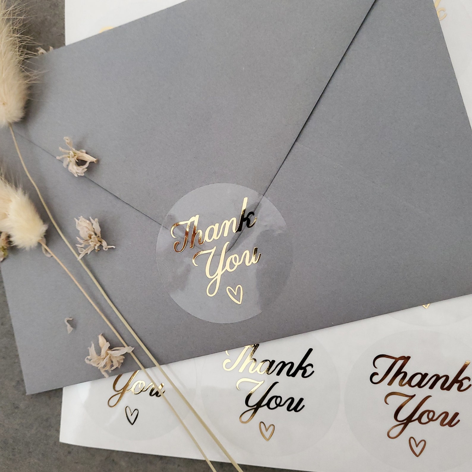 Gold Foil Thank You Stickers: Clear Wedding Favor Labels - Etsy