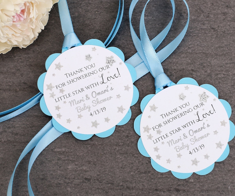 Twinkle Twinkle Baby Shower Favor Gift Tags Blue Boy Baby Etsy