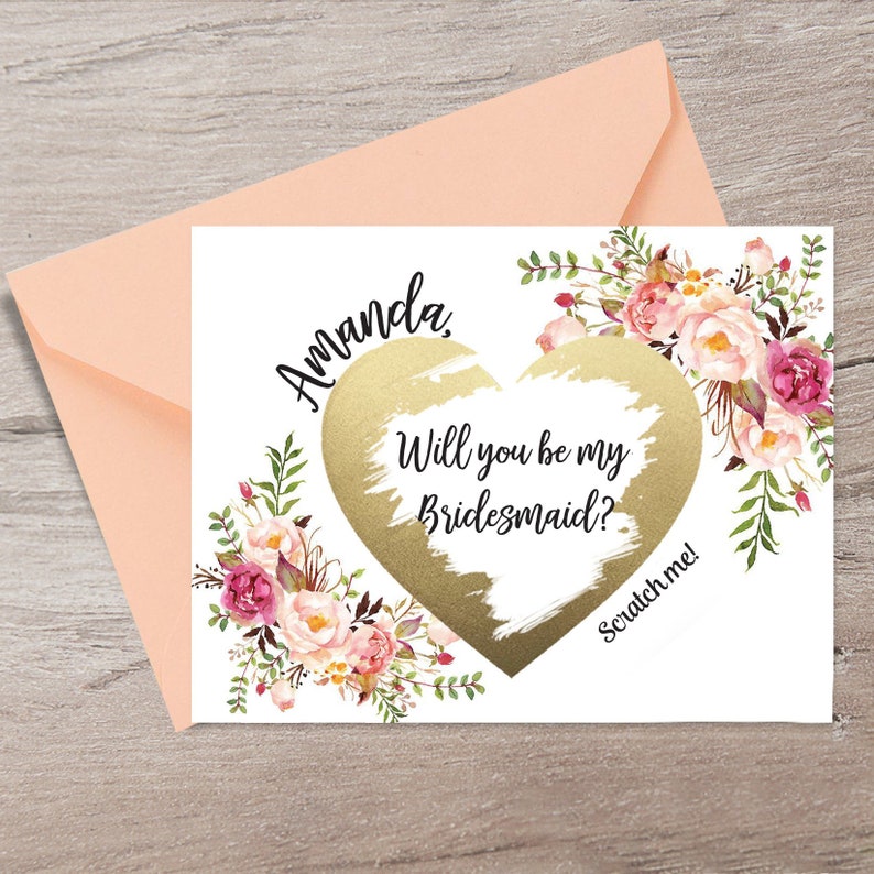 Bridesmaid Proposal Card Blush Scratch Off Card Will You be My Bridesmaid Funny Bridesmaid Gift Idea, Maid of Honor Proposal image 1