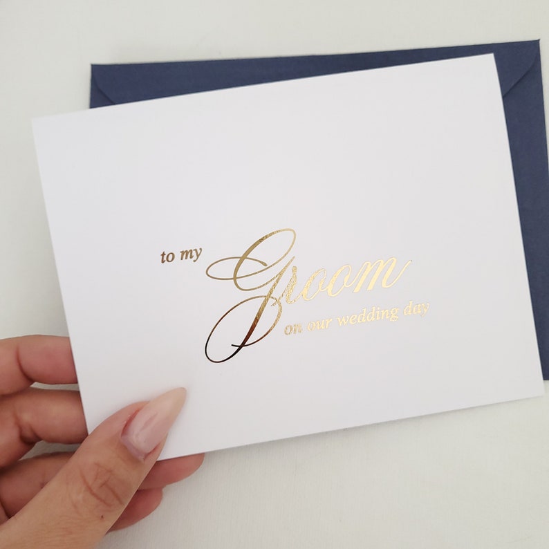 Gold Foiled To my Groom on our Wedding Day Card Silver Rose Gold Fold Card for Groom Wedding Party Gift Card To my Husband Note Card image 9
