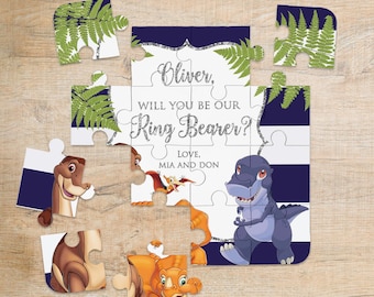 Will you be our Ring Bearer Puzzle, Dinosaur Page Boy Proposal Card, Interractive Ring Bearer Gift, Page Boy Gift