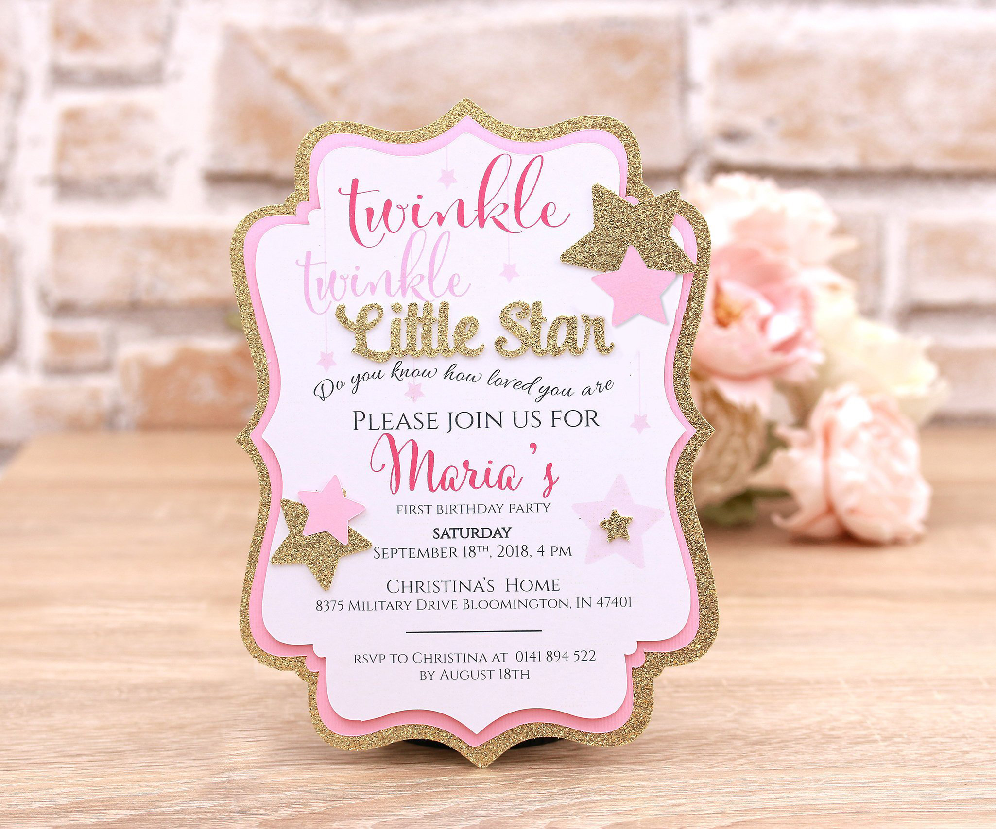 Twinkle Twinkle Little Star First Birthday Invitation Card Etsy