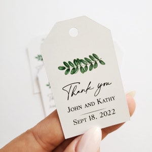 Greenery Branch Thank you Wedding Favor Tags, Personalized Wedding Gift Tags, Rustic Wedding Tags, Botanical Thank You Favours image 4