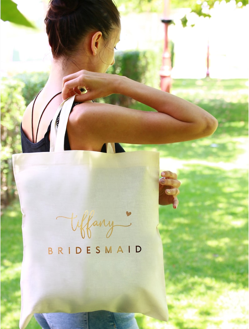 Bridesmaid Proposal Bag Bridesmaid Tote Bag Gold Canvas Bag - Etsy