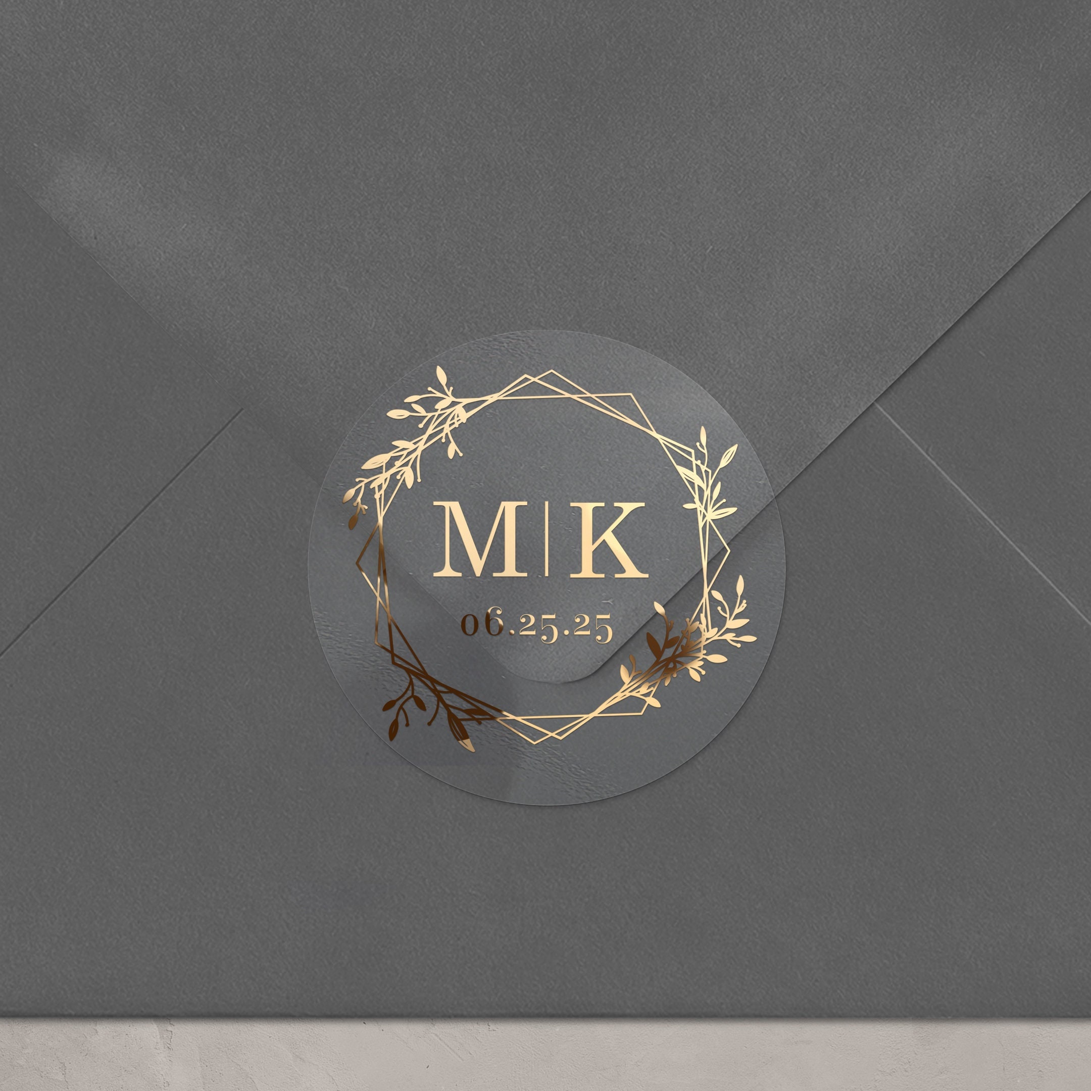 Gold Foil Floral Monogram Stickers