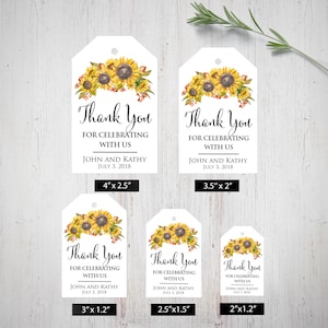 Sunflower Wedding Favor Tags Personalized Thank You Gift Tags Wedding Party Bridal Party Decoration Custom Wedding Thank You For Favors image 2