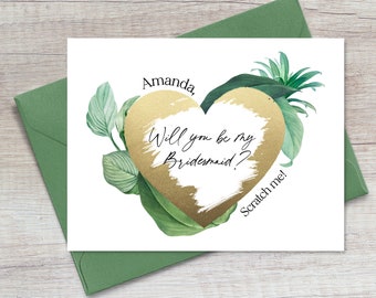 Greenery Bridesmaid Proposal Card: Scratch Off Wedding Party Card