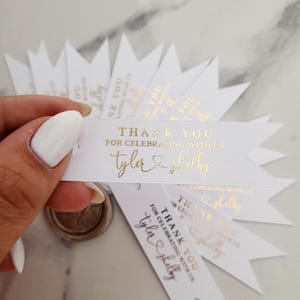 Wedding Favor Thank You Tags Flag Gift Tags for Favors, Bottles, Candles, Charms, Gold, Rose, Silver foils