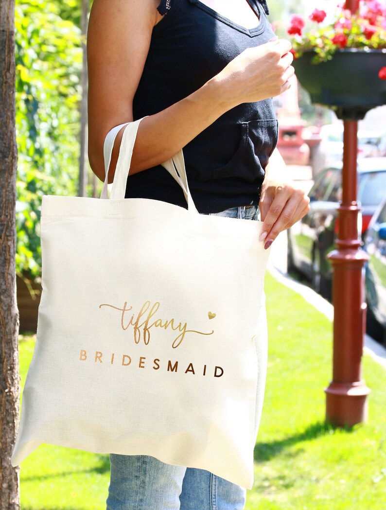 Bridesmaid Proposal Bag Bridesmaid Tote Bag Gold Canvas Bag Etsy