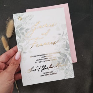 Botanical Wedding Invitations with Gold Foil, Eucalyptus Wedding Invite, Sage Green Wedding Invitation, Greenery Wedding Cards Personalized