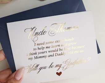 Personalized Gold Will you be my Godfather Proposal Card Custom Godfather Card with Poem Ask Godparent Card Gold Godfather Proposal Card