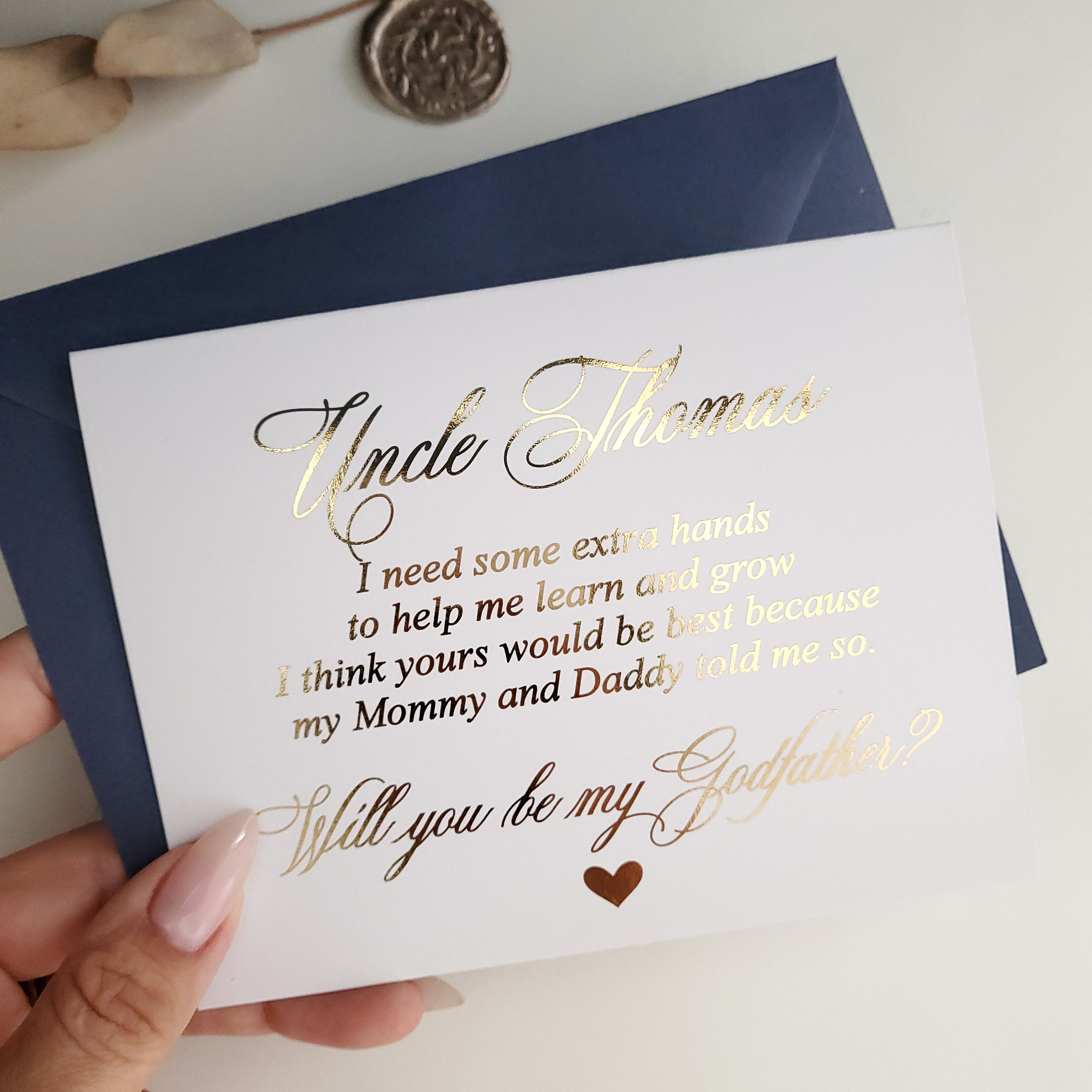 Custom Godfather Proposal Card Will You Be My Godfather Gift With Poem Gold  Foiled Godparent Proposal Card - Etsy Israel, image size:3000x3000