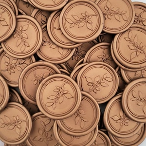 Bronze Gold selbstklebende Wachssiegel Aufkleber Etiketten mit botanischem Blumenstempel, Umschlagsiegel für Hochzeitseinladungen, Save the Dates Karten
