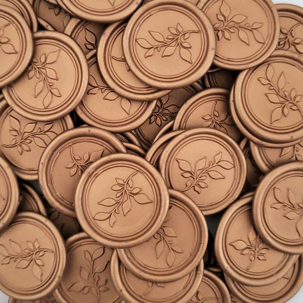 Bronze Gold Self Adhesive Wax Seal Stickers Labels with Botanical Floral Stamp, Envelope Seals for wedding invitations, Save the Dates Cards