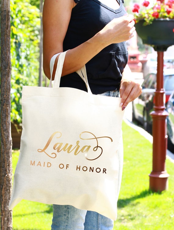 Bridal Party Canvas Tote Personalized with a Stylized Name