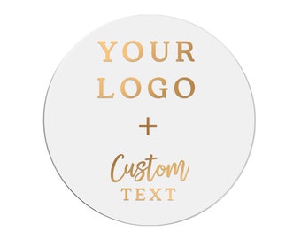 Custom Foiled Clear Logo Labels Stickers with Custom Text, Personalized Business Logo, Round Logo Label, Gold Foil Customized Logo Stickers