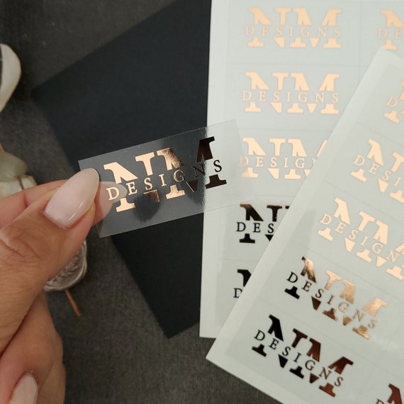 Custom Branding Stickers, Custom Logo Labels, Clear Gold Foiled Stickers,  Silver or Rose Gold Transparent Small Business Sticker Labels 