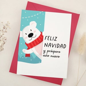 Carte Feliz Navidad, carte de Noël espagnole, Feliz Navidad y Próspero Año Nuevo, Tarjeta De Navidad, Felices Fiestas, salutations en espagnol
