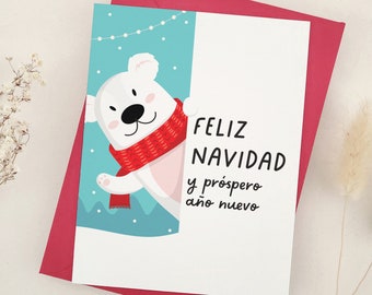 Feliz Navidad Card, Spanish Christmas Card, Feliz Navidad y Próspero Año Nuevo, Tarjeta De Navidad, Felices Fiestas, Greetings in Spanish