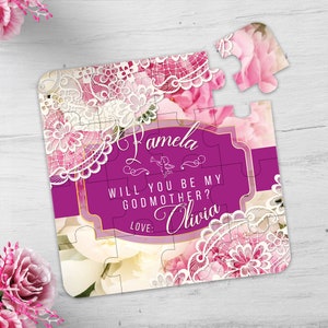 Will You Be My Godmother Puzzle, Godmother gift, Ask Godmother Invitation Baptism Card Christening Baby Asking Godparents Puzzle