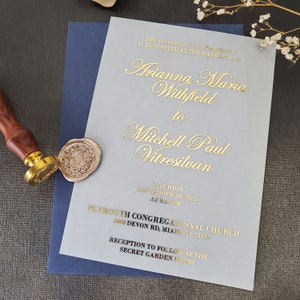 Custom Vellum Wedding Invitations Personalized, Rose Gold Wedding Reception Invitations, Elegant Classic Wedding Invitation with Envelope