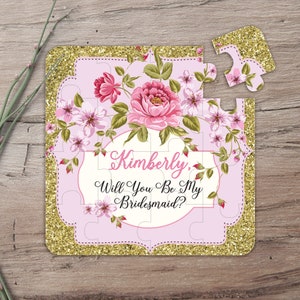 Vintage Will you be my Bridesmaid Puzzle Vintage Wedding Bridesmaid Proposal Asking Bridesmaids Wedding Invitation