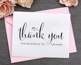 Thank You For Helping Us Tie The Knot, Thank You For Wedding Cards , Wedding Note Cards, Thank You Wedding cards